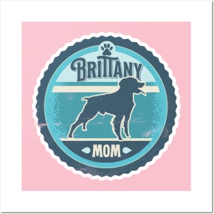 Brittany Mom - Distressed Brittany Silhouette Design Posters and Art